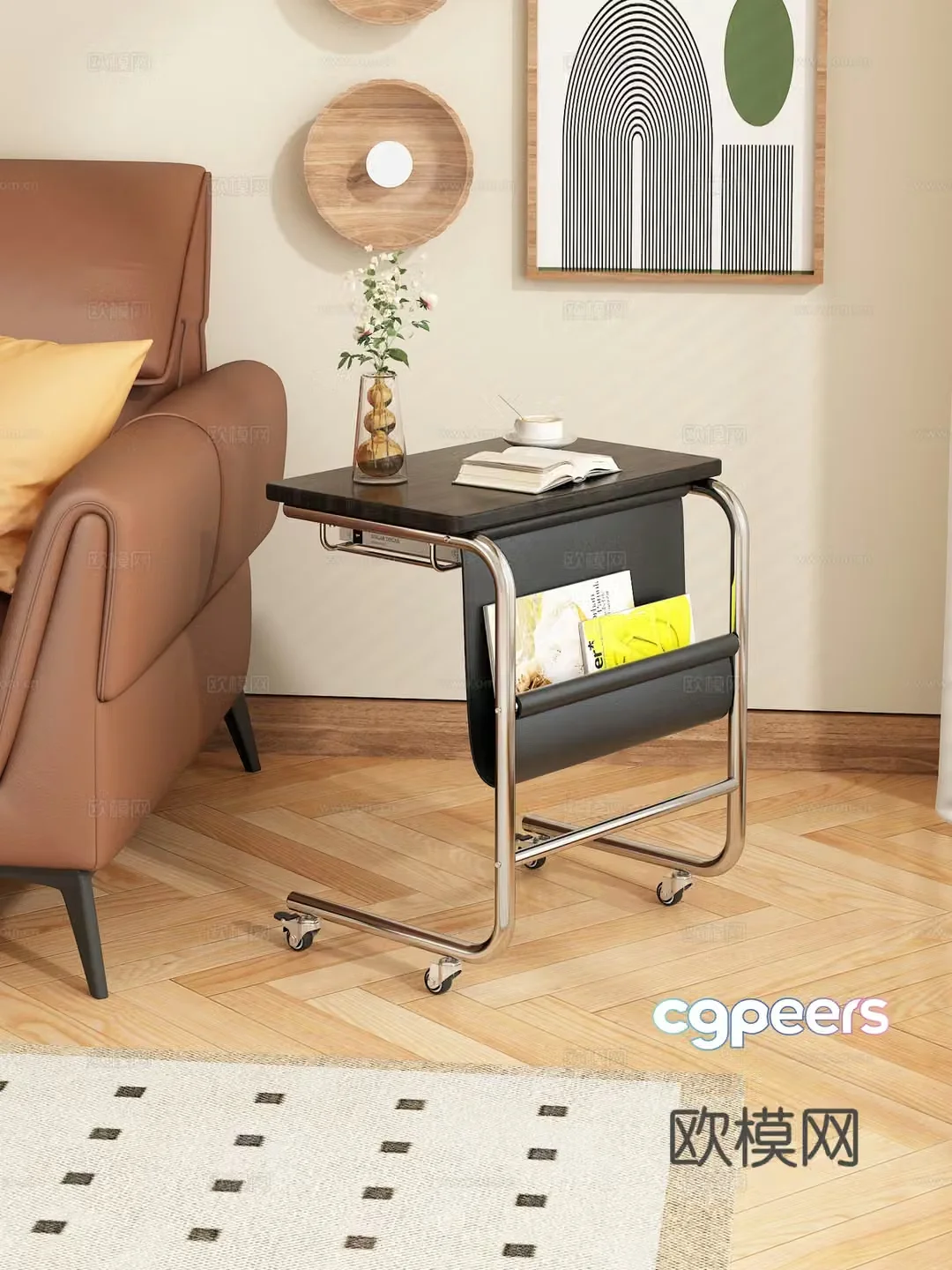 Moving side table sofa corner table vase coffee book 3d model