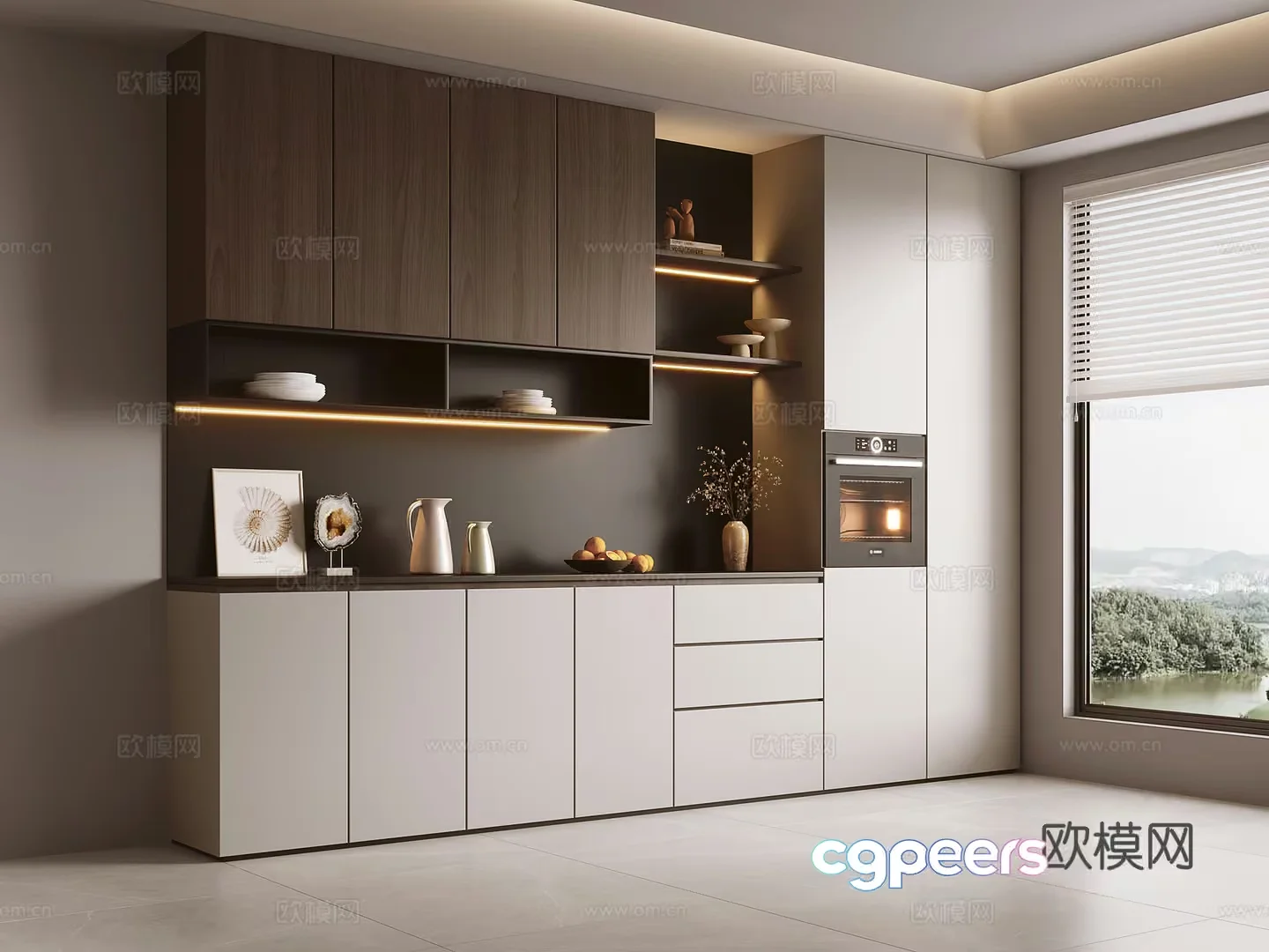 Modern Kitchen Cabinets 3D Model – 15726 – VRAY Render