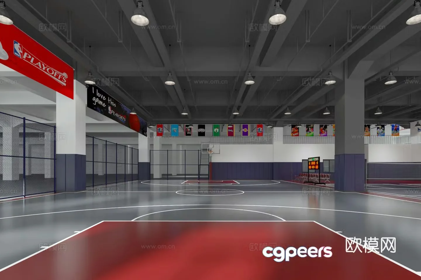 Modern basketball court 3d model