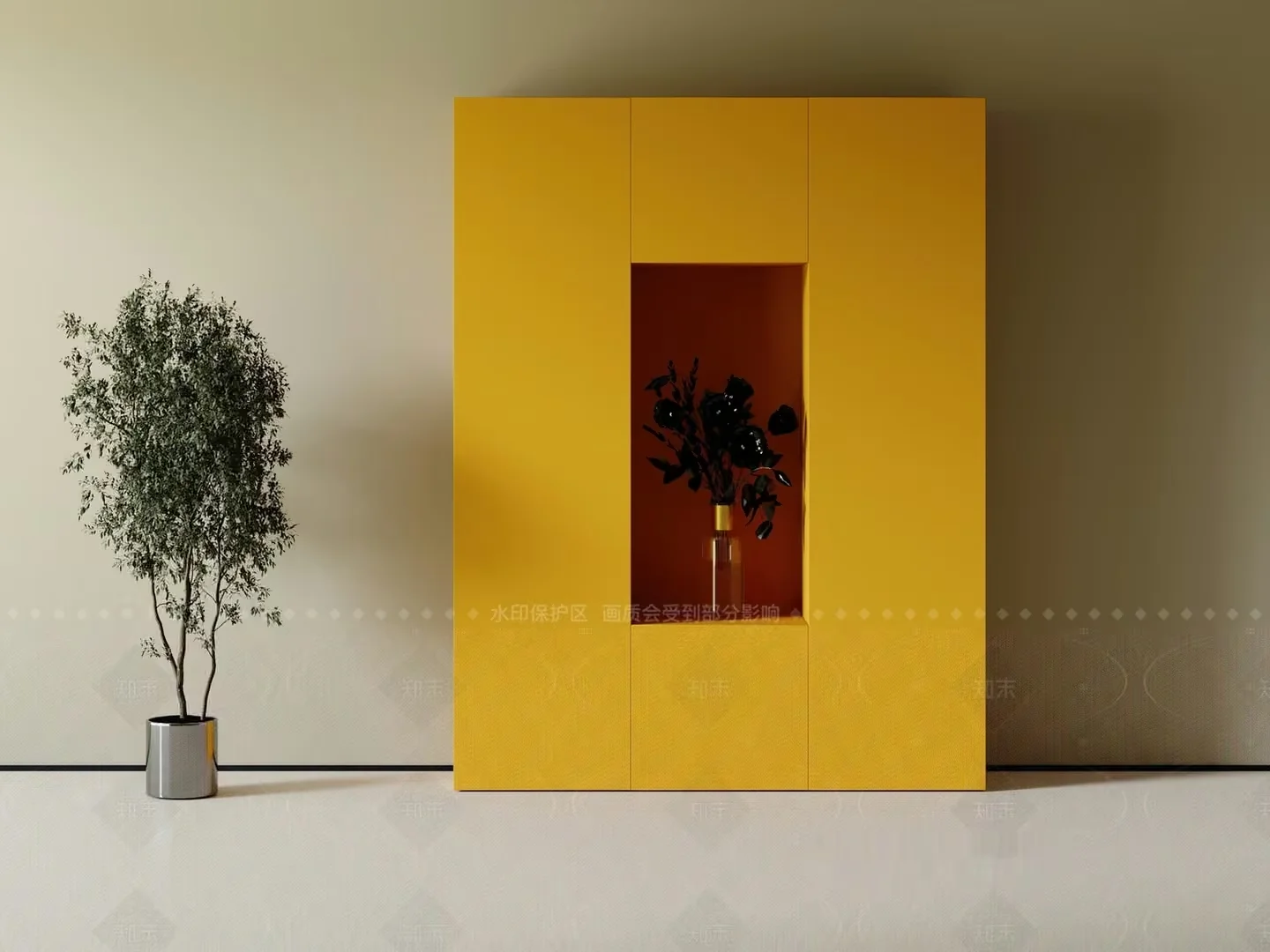 Modern Yellow Cabinet 3D Model – 7937 – CORONA Render