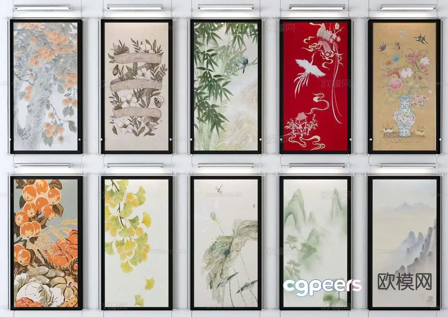 New Chinese-style art painting ink painting decorative painting 3D model