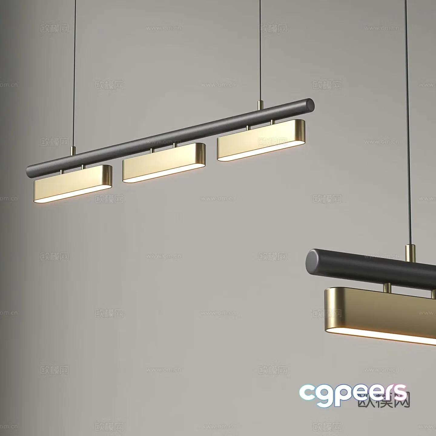 Light luxury chandelier long chandelier restaurant chandelier 3D model
