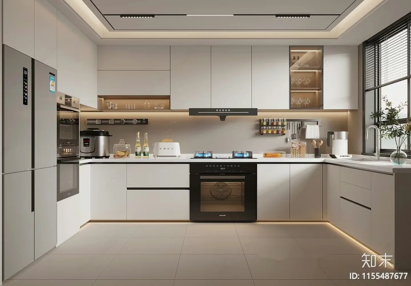 Modern Kitchen Space 3D Model – 19553 – VRAY Render