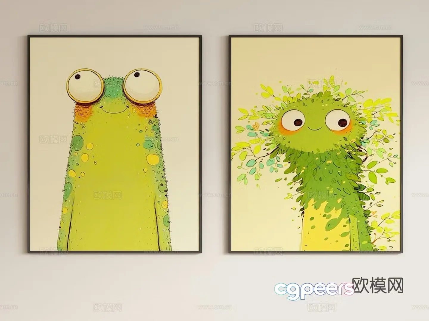 Modern cream style children’s decorative painting hanging painting 3d model