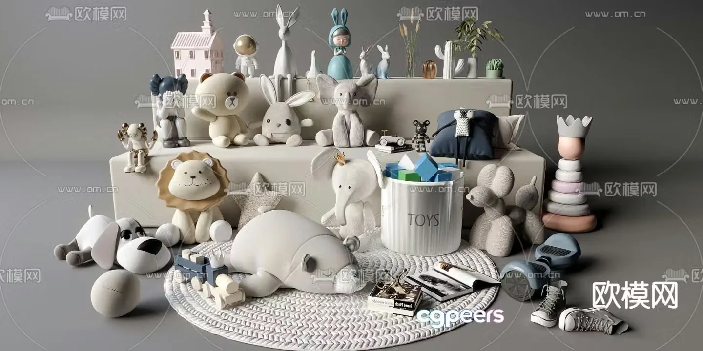 Children’s dolls pillow toys storage basket carpet 3d model