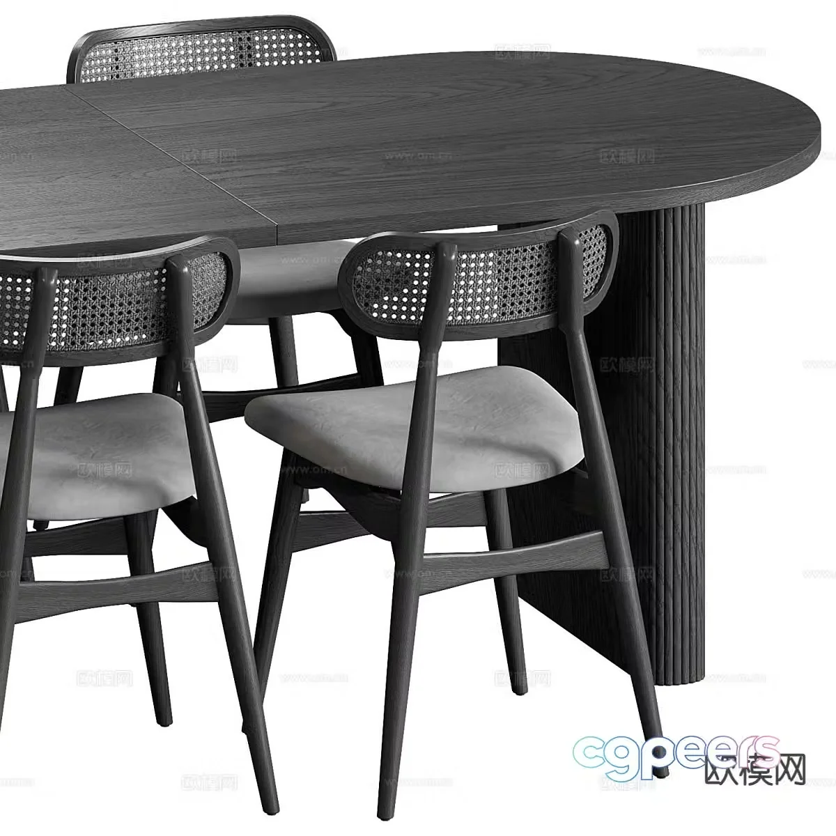 Modern dining table and chairs 3d model