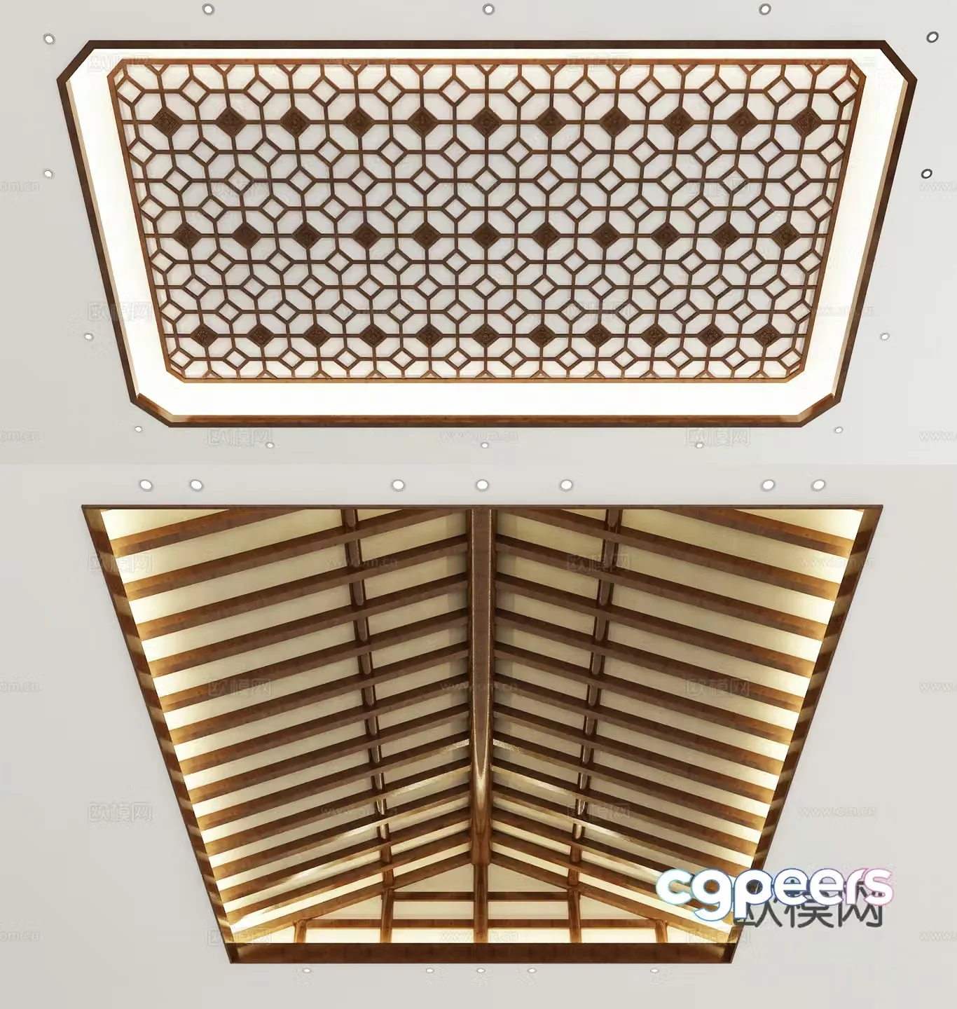 New Chinese style ceiling sloping ceiling 3D model