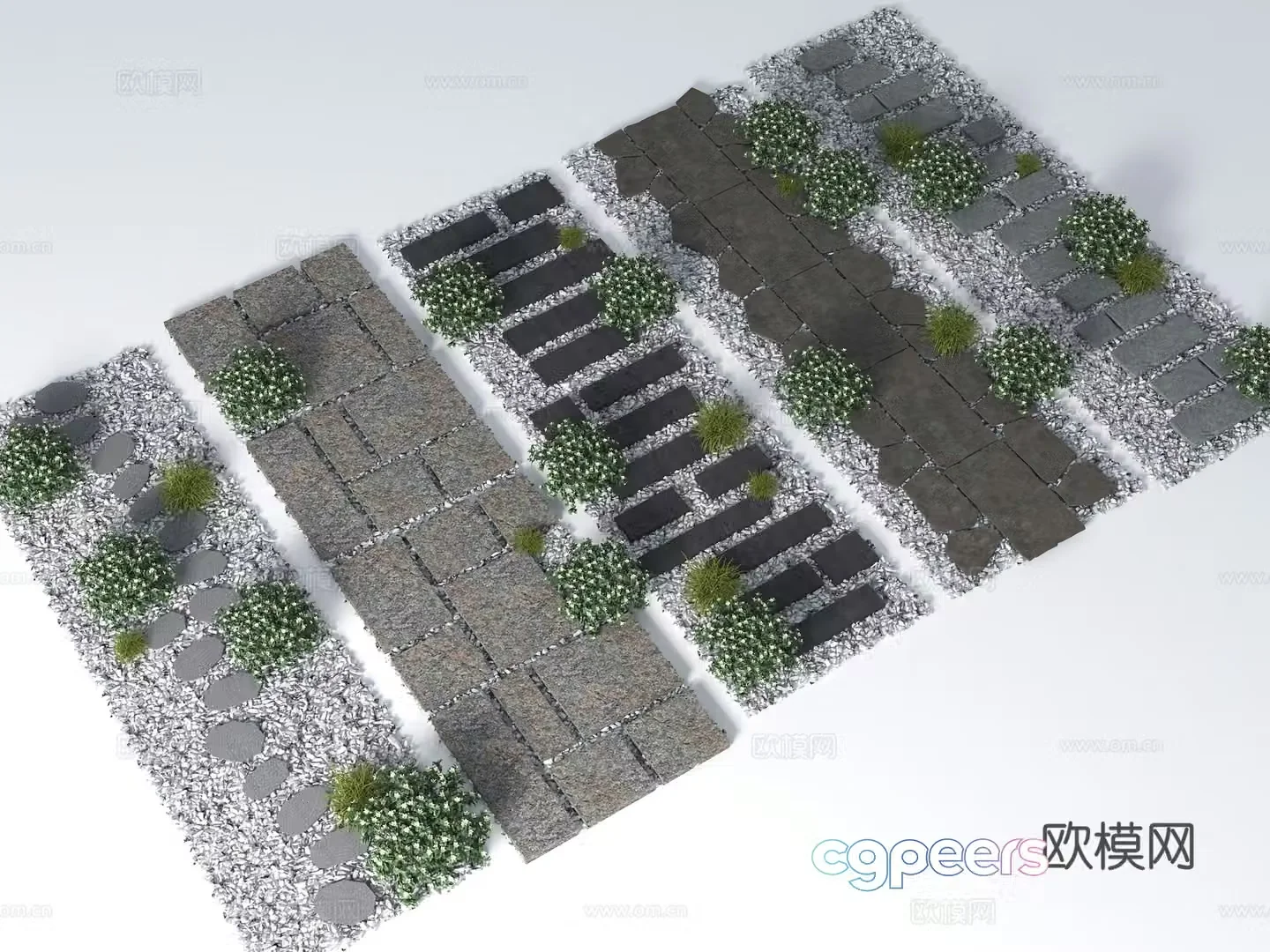 Modern Tingbu old slate tourist trail gravel block landscape garden road 3D model