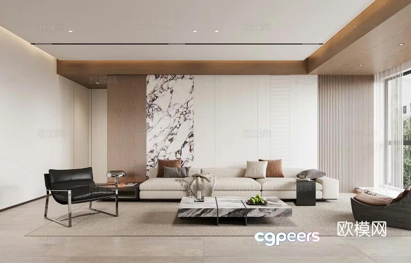 Modern living and dining room 3d model