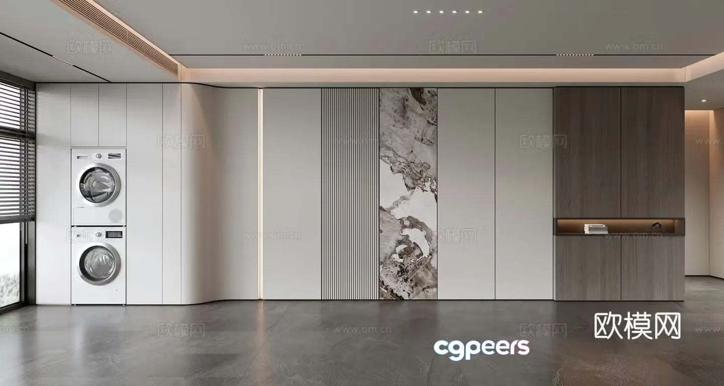 Light luxury background wall balcony cabinet sofa background wall 3d model