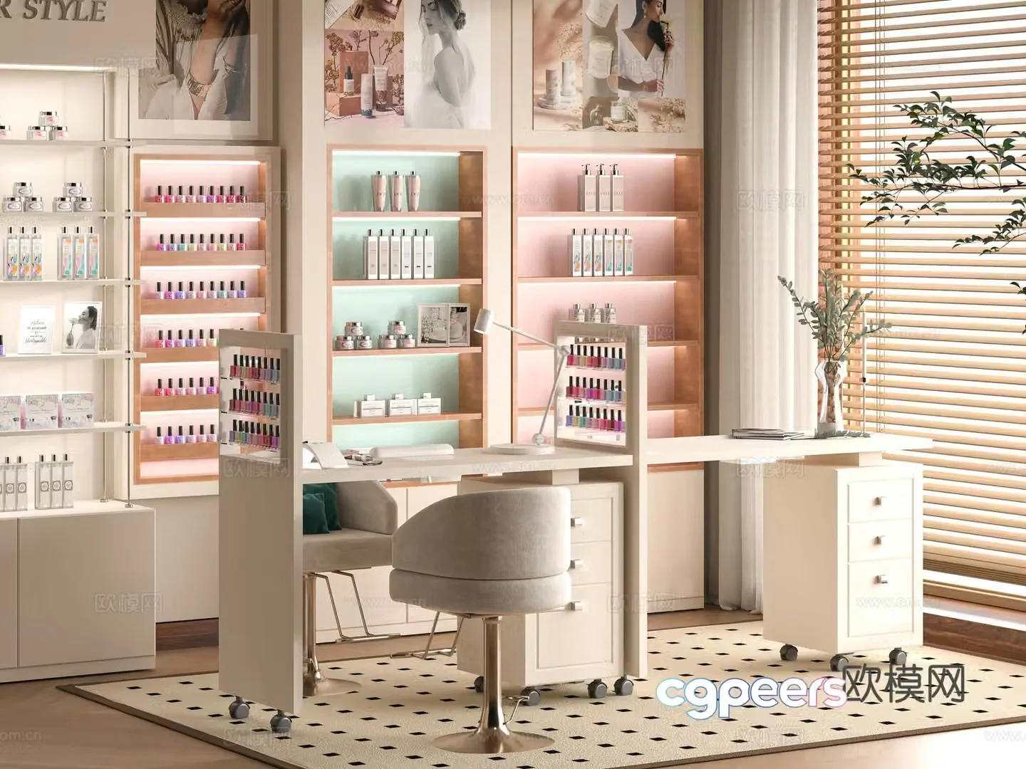 Modern nail salon 3d model