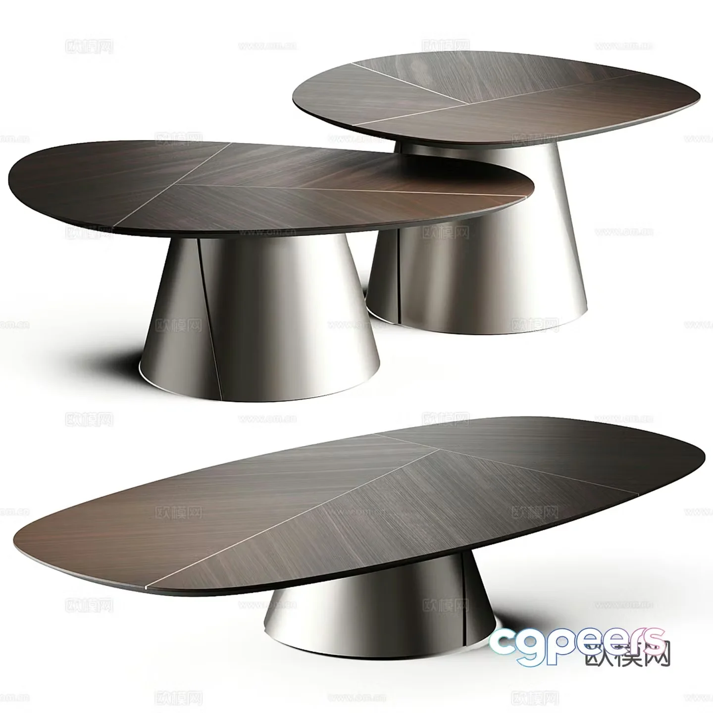 Modern special-shaped coffee table combination 3D model
