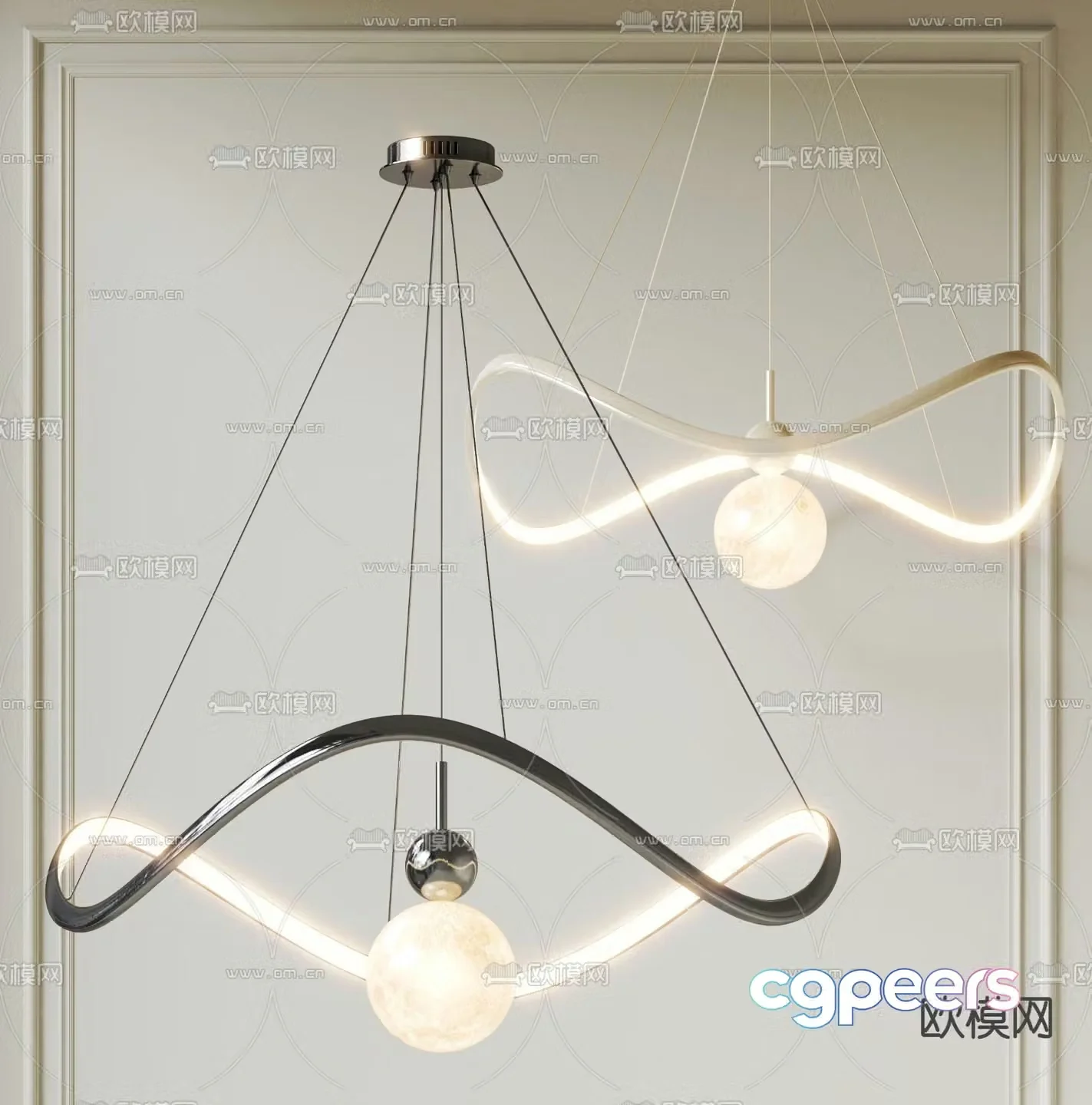 Creamy Chandelier Ring Chandelier 3D Model
