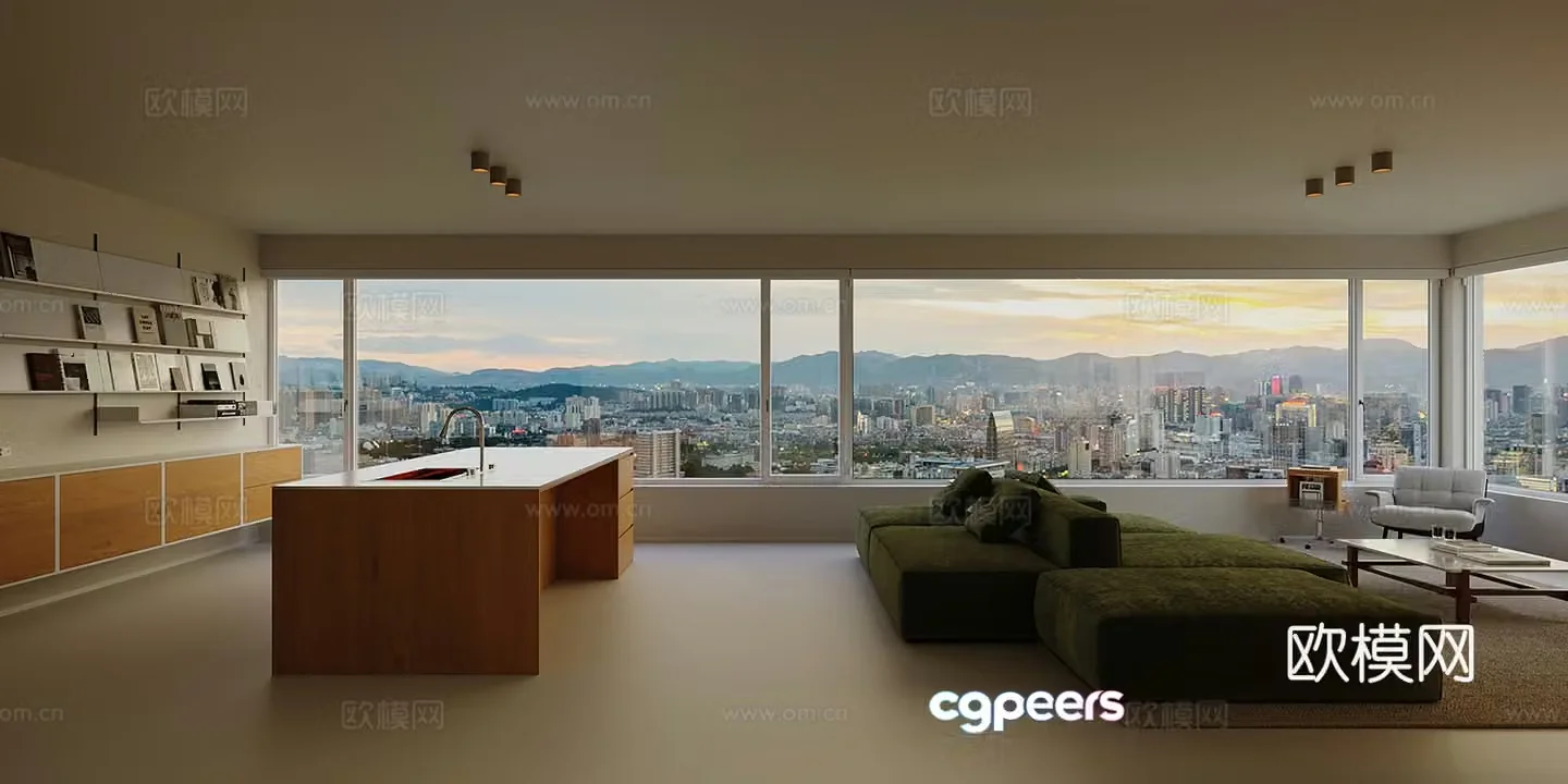 Modern living room study 3d model