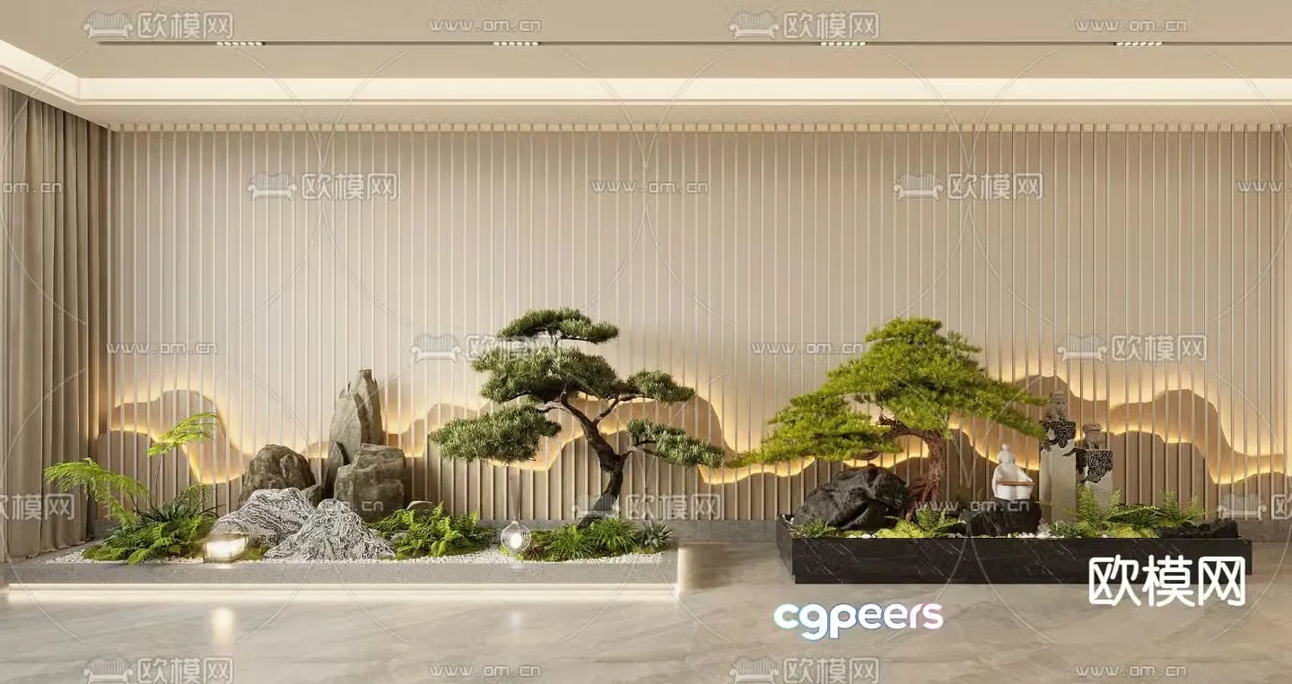 New Chinese style indoor landscape 3D model