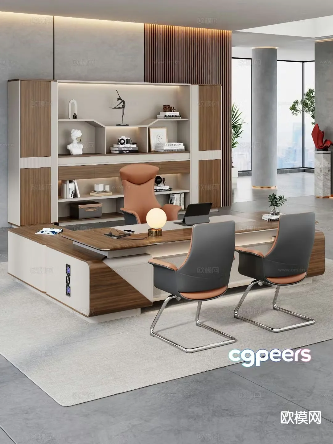 Modern desk table boss desk executive desk 3d model