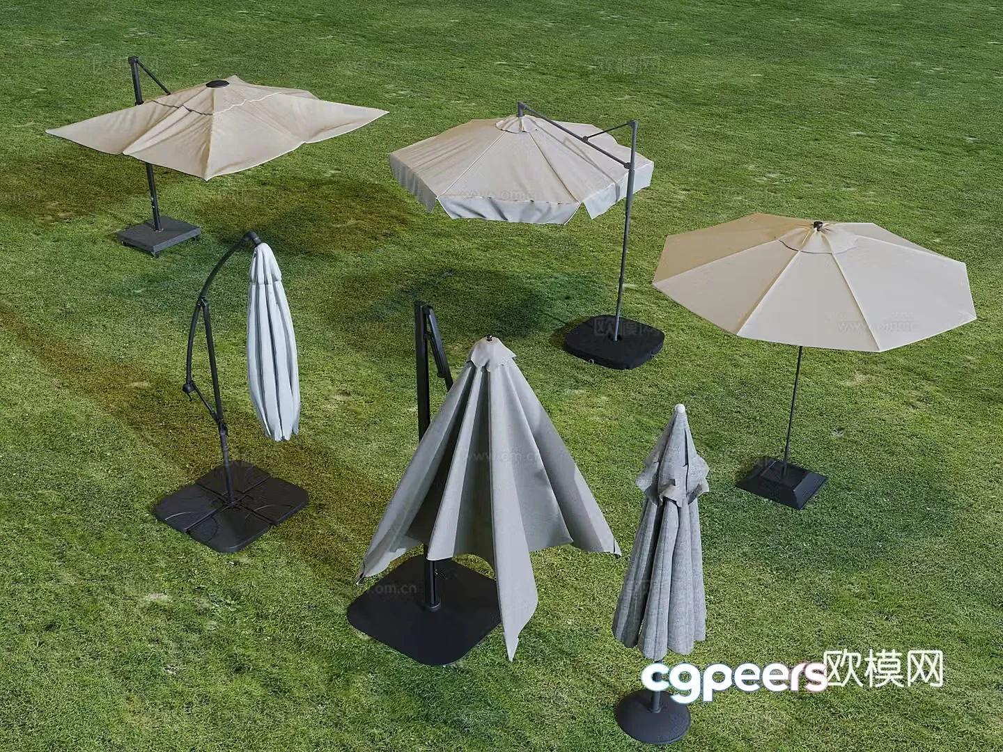Outdoor awning parasol folding parasol 3d model