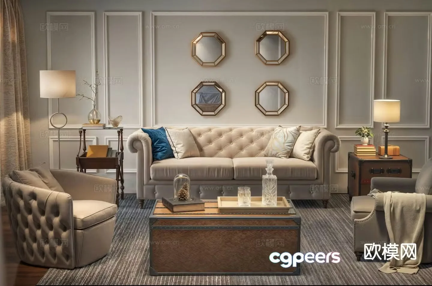European style modular sofa 3d model