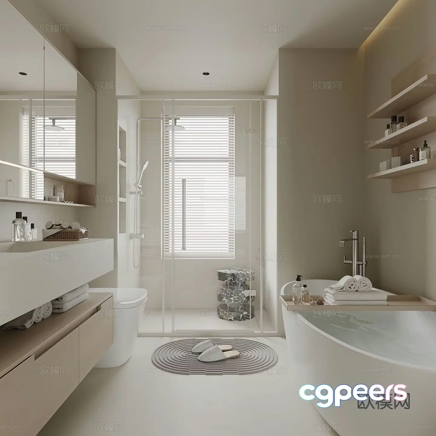 Cream style bathroom bathroom 3d model