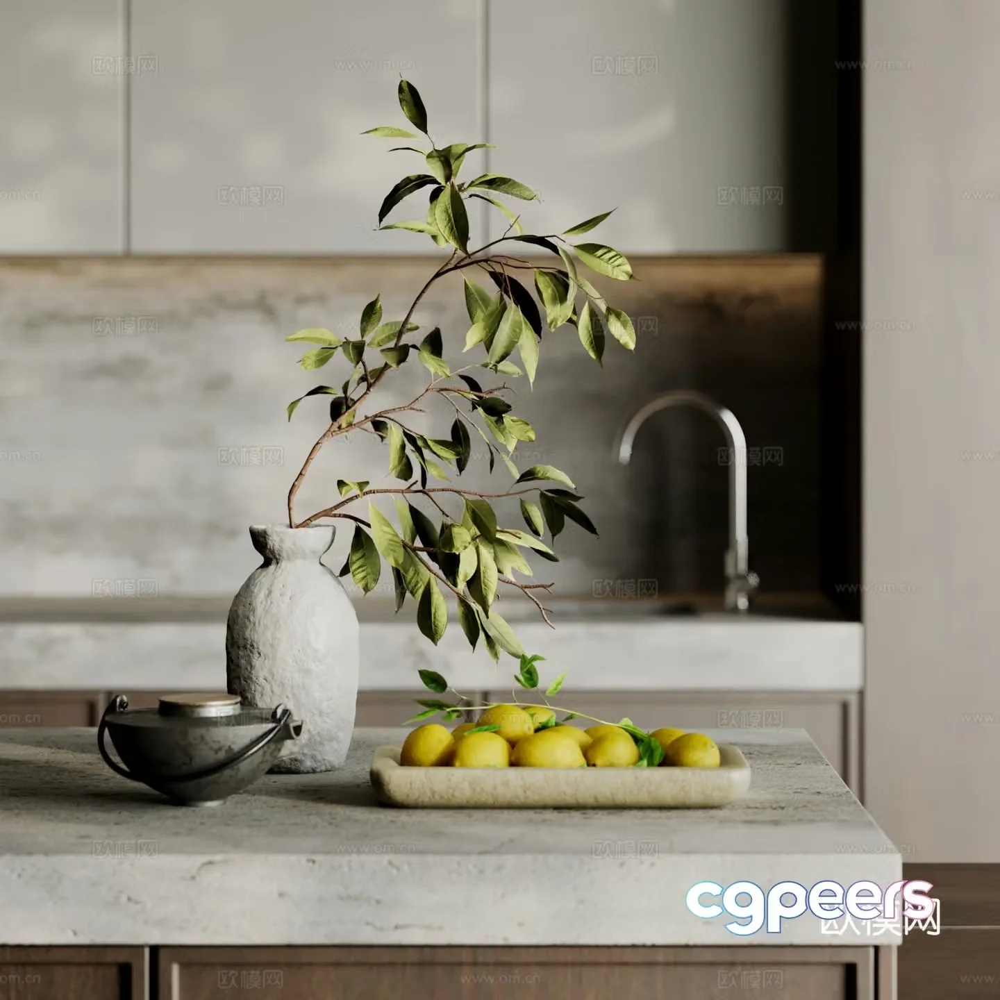 Modern decorative ornament combination dining table ornament floral ornament desktop ornament fruit ornament tea 3d model