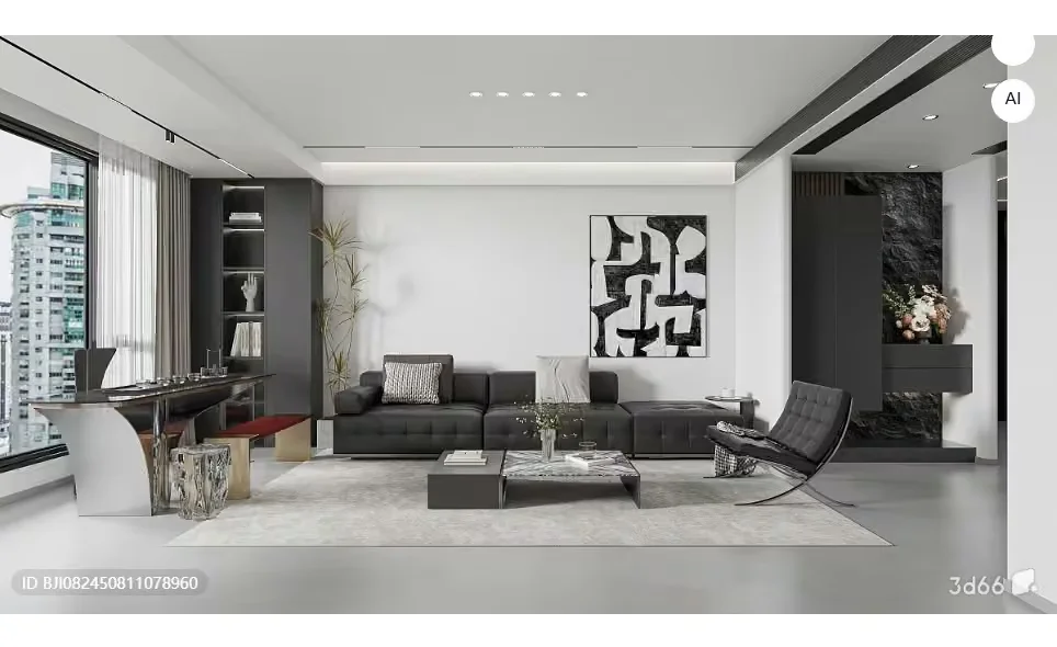 Modern Living Room 3D Model – 9116 – VRAY Render