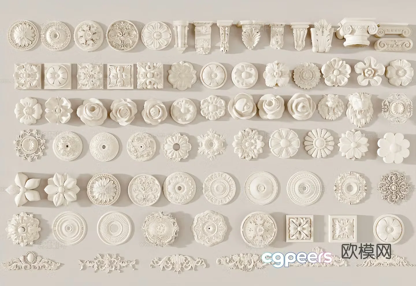 French carving French lamp plate 3D model