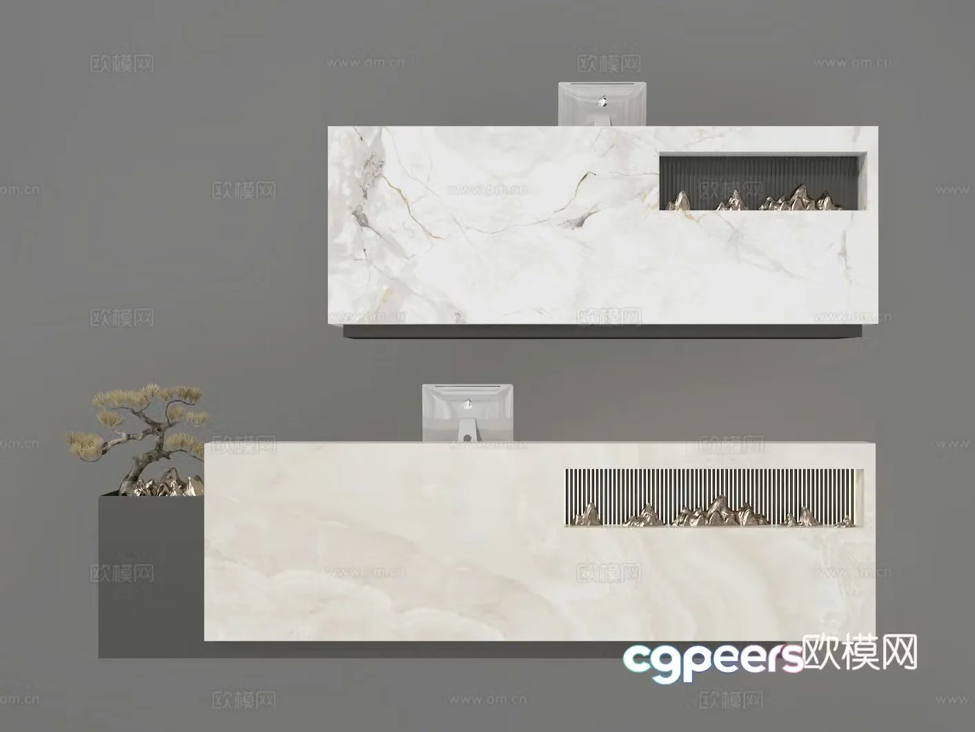 Modern front desk service desk 3d model