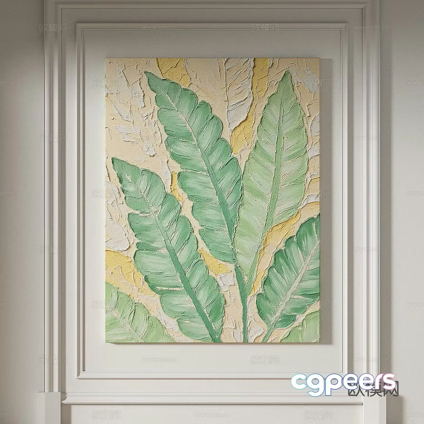 Modern creamy style simple texture abstract light luxury wasabi three-dimensional decorative painting 3d model