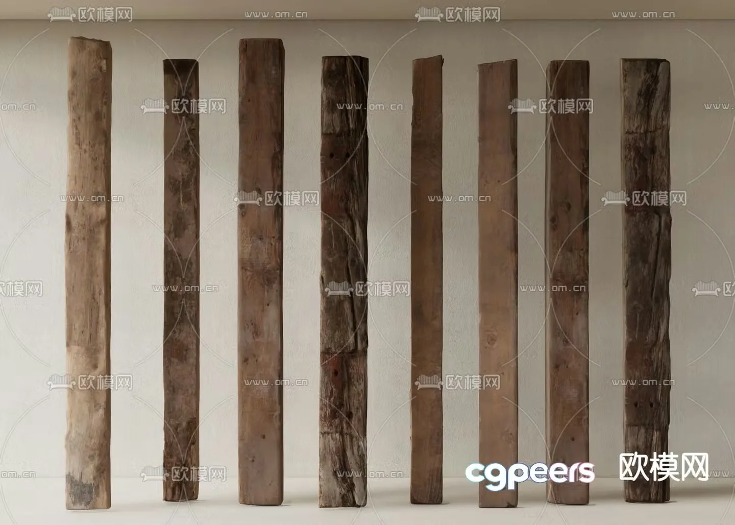 Modern old wooden pillar 3d model