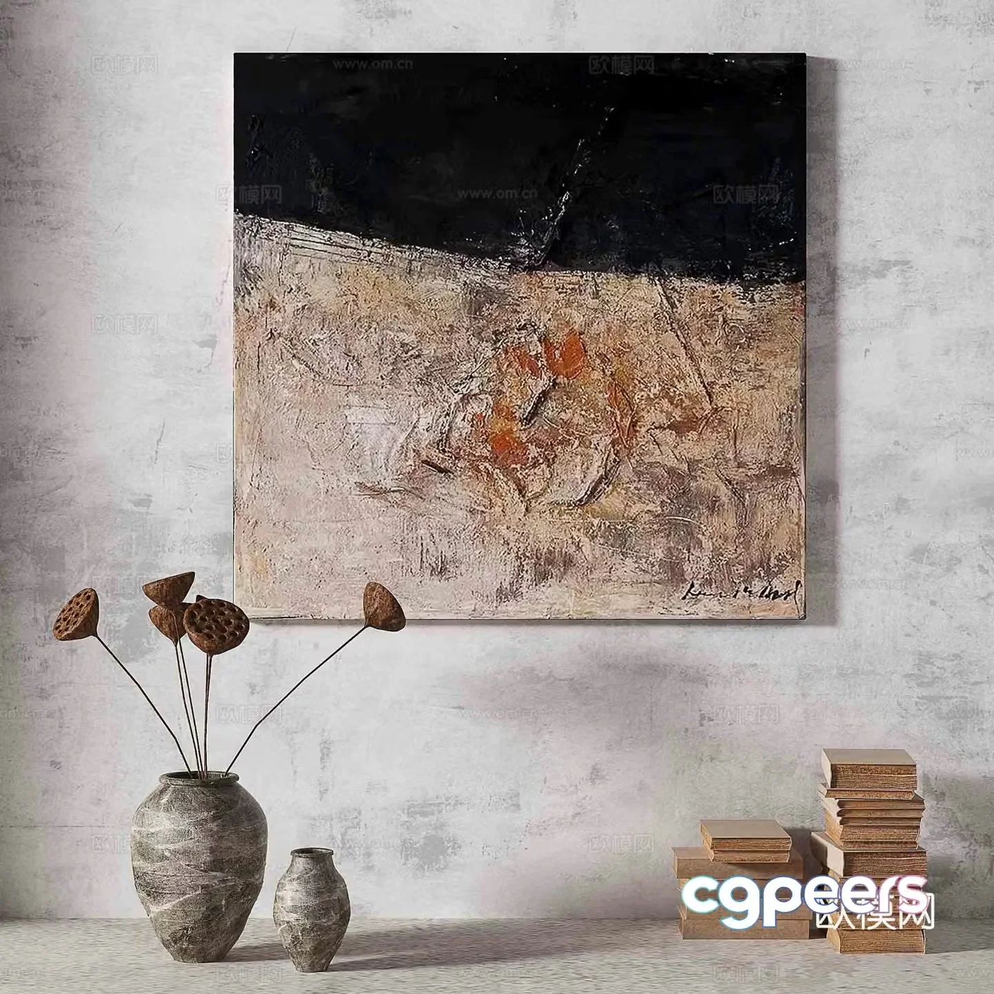Wasabi light luxury abstract decorative painting 3d model
