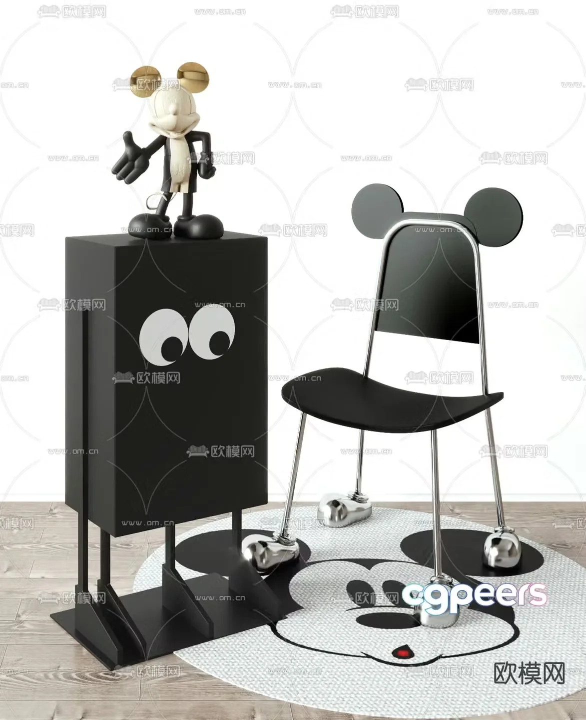Mickey children’s chair children’s cabinet 3d model