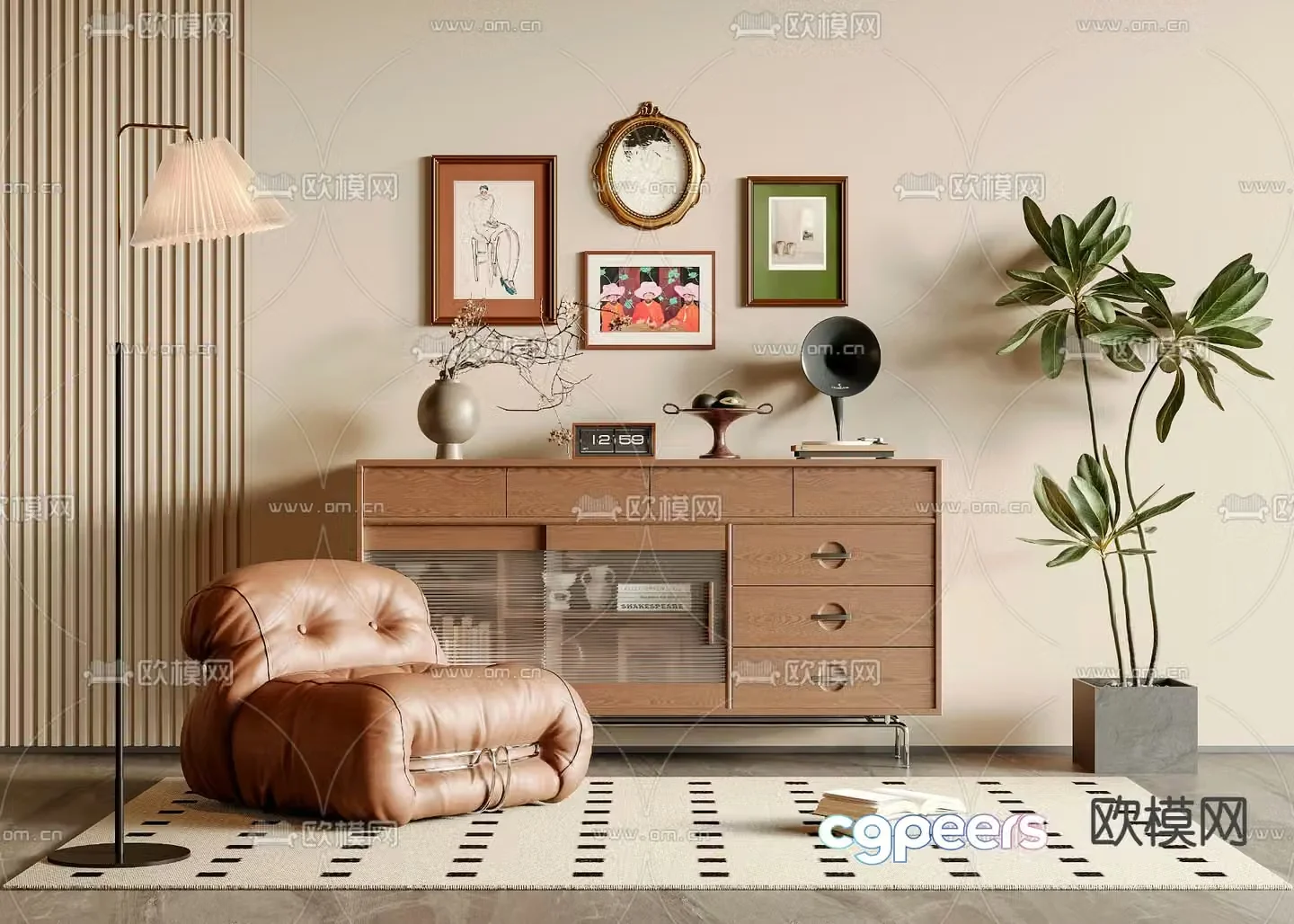 Medieval style sideboard 3d model
