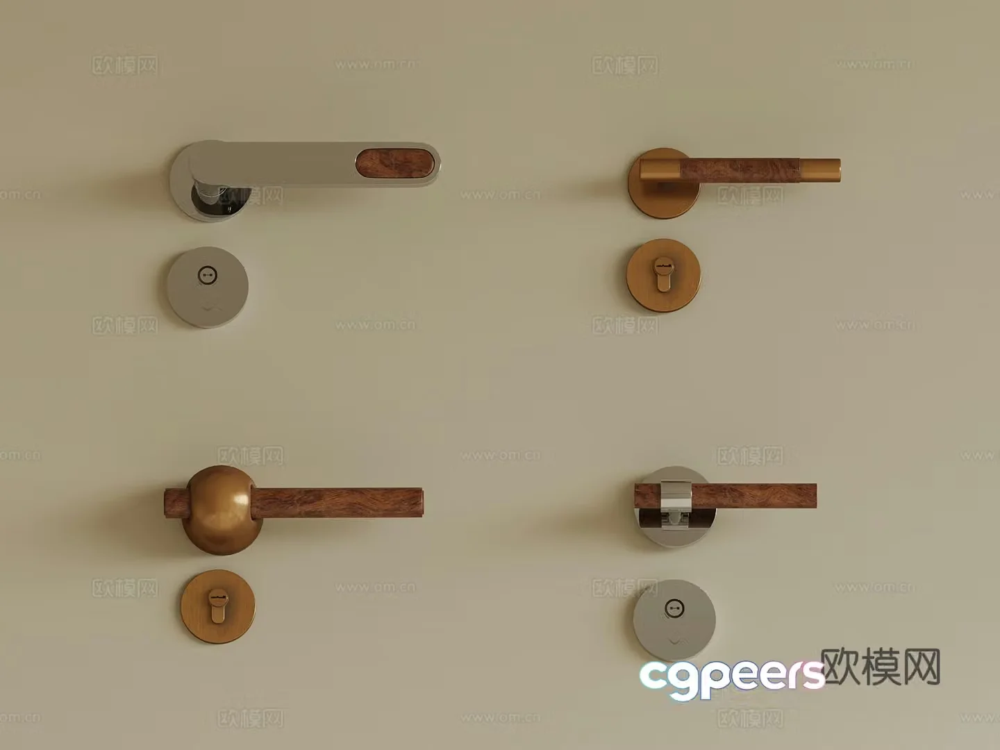 Middle-aged door lock handle 3D model