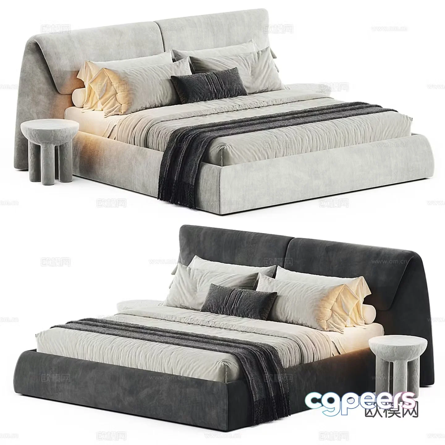 Modern double bed 3d model