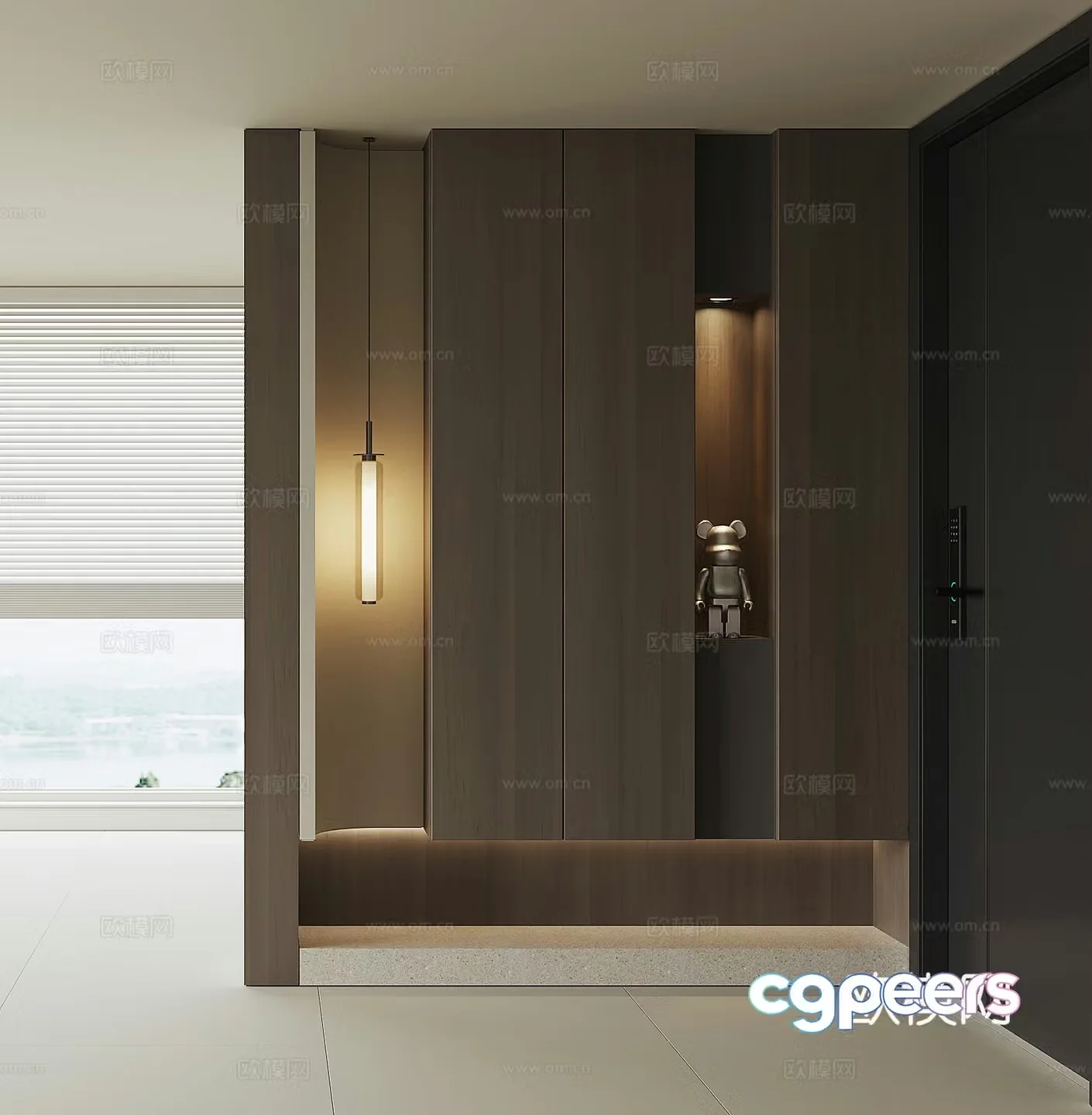 Modern home entrance shoe cabinet 3D model