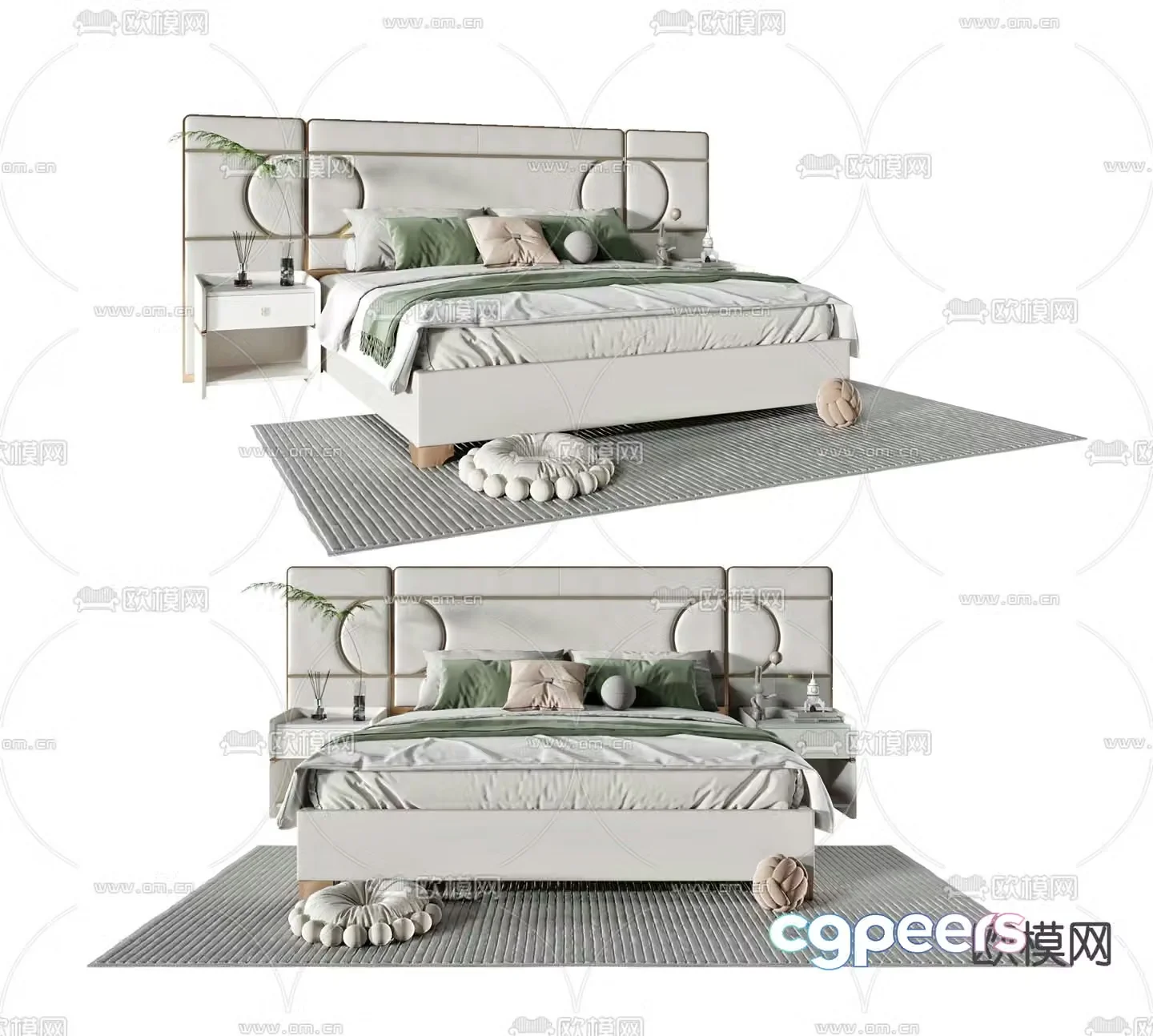 Modern double bed 3d model