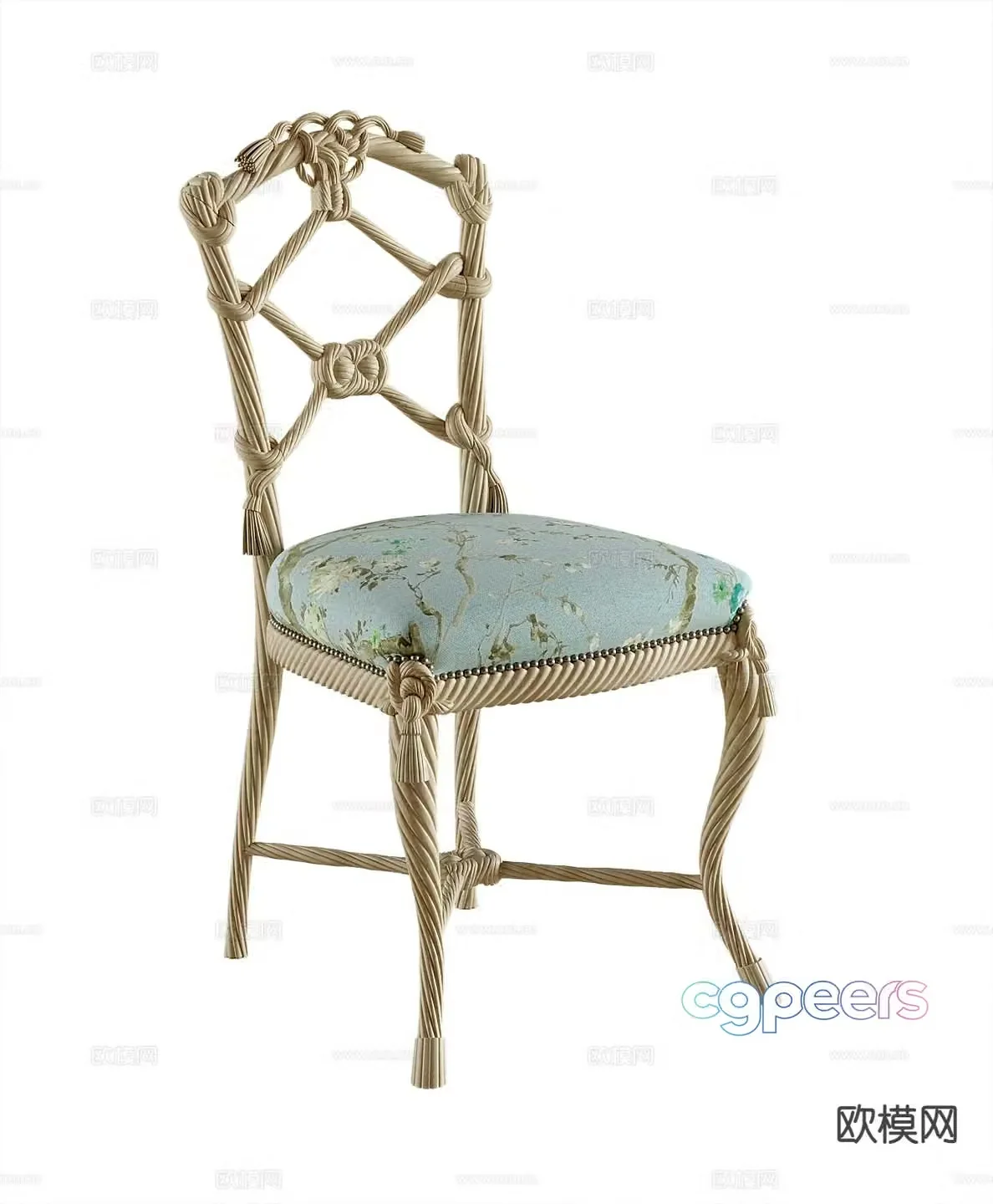 American chair dining chair rope single chair 3d model