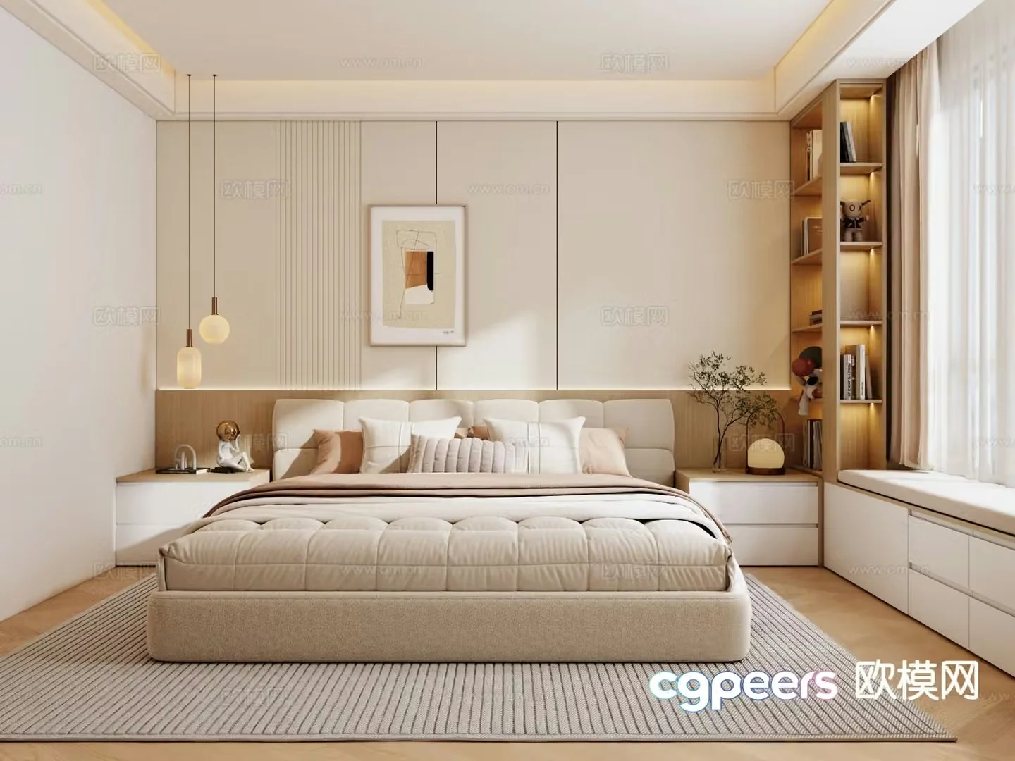 Cream style bedroom master bedroom 3d model