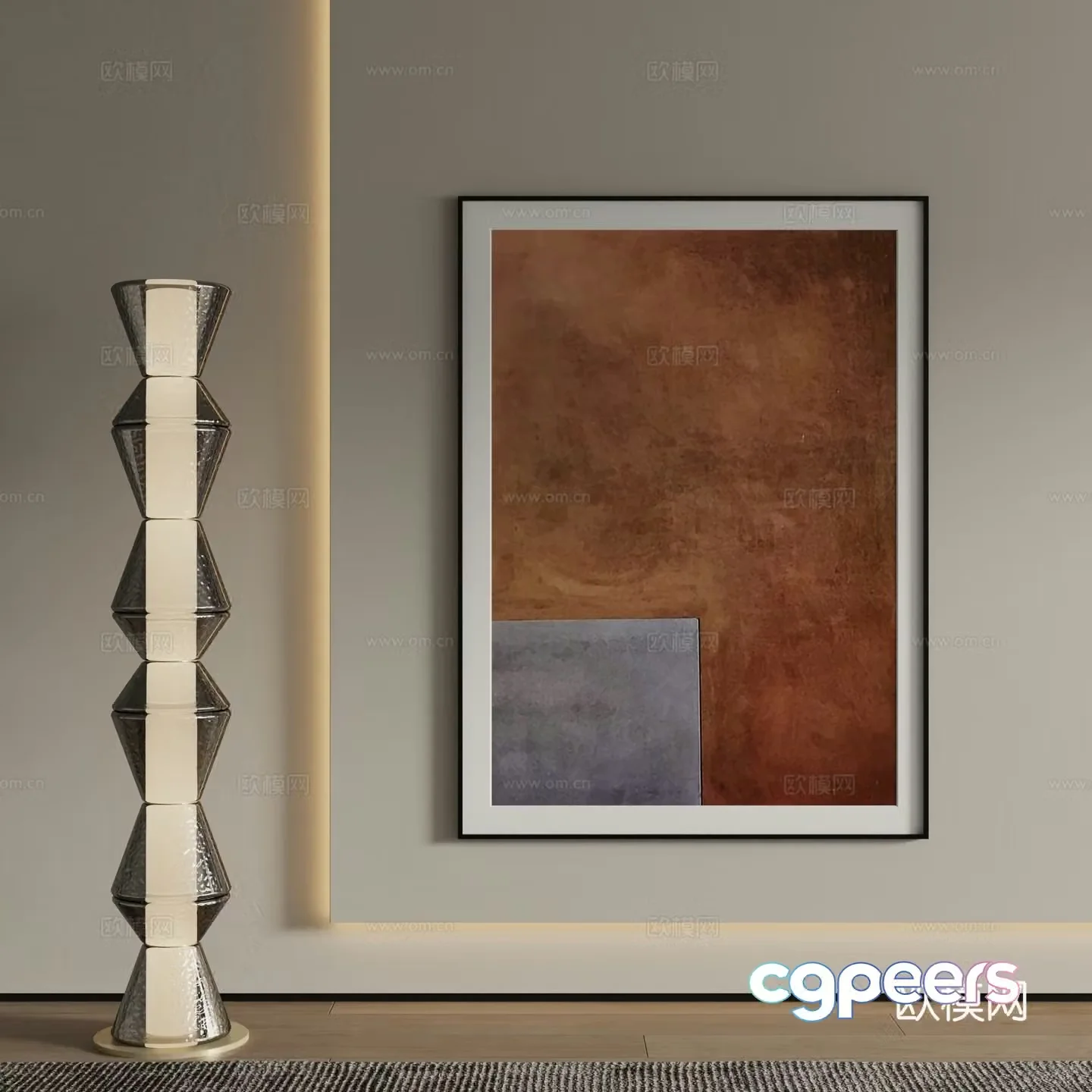 Modern abstract painting decorative painting 3d model