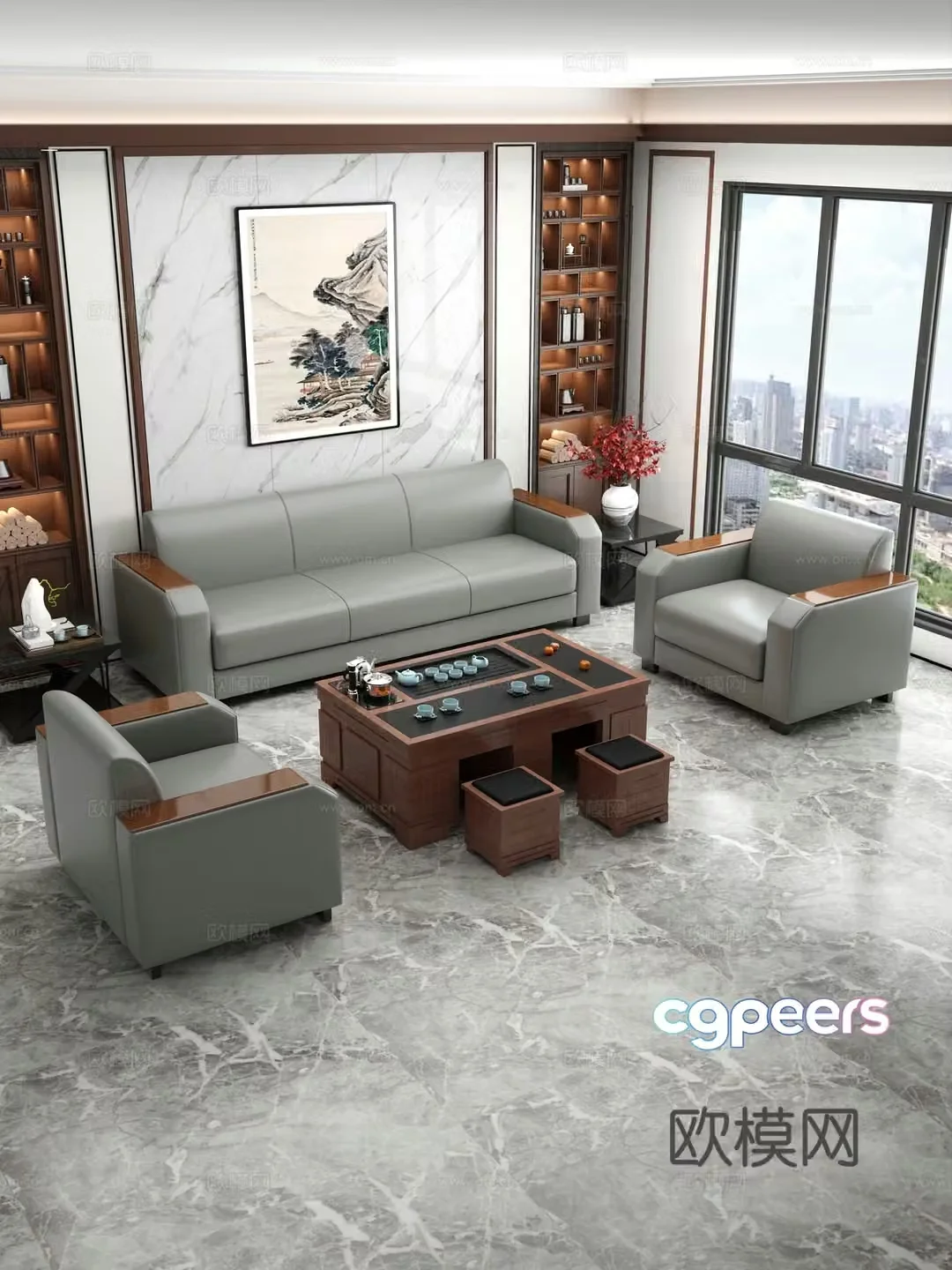 Modern office office sofa sofa combination casual sofa 3d model