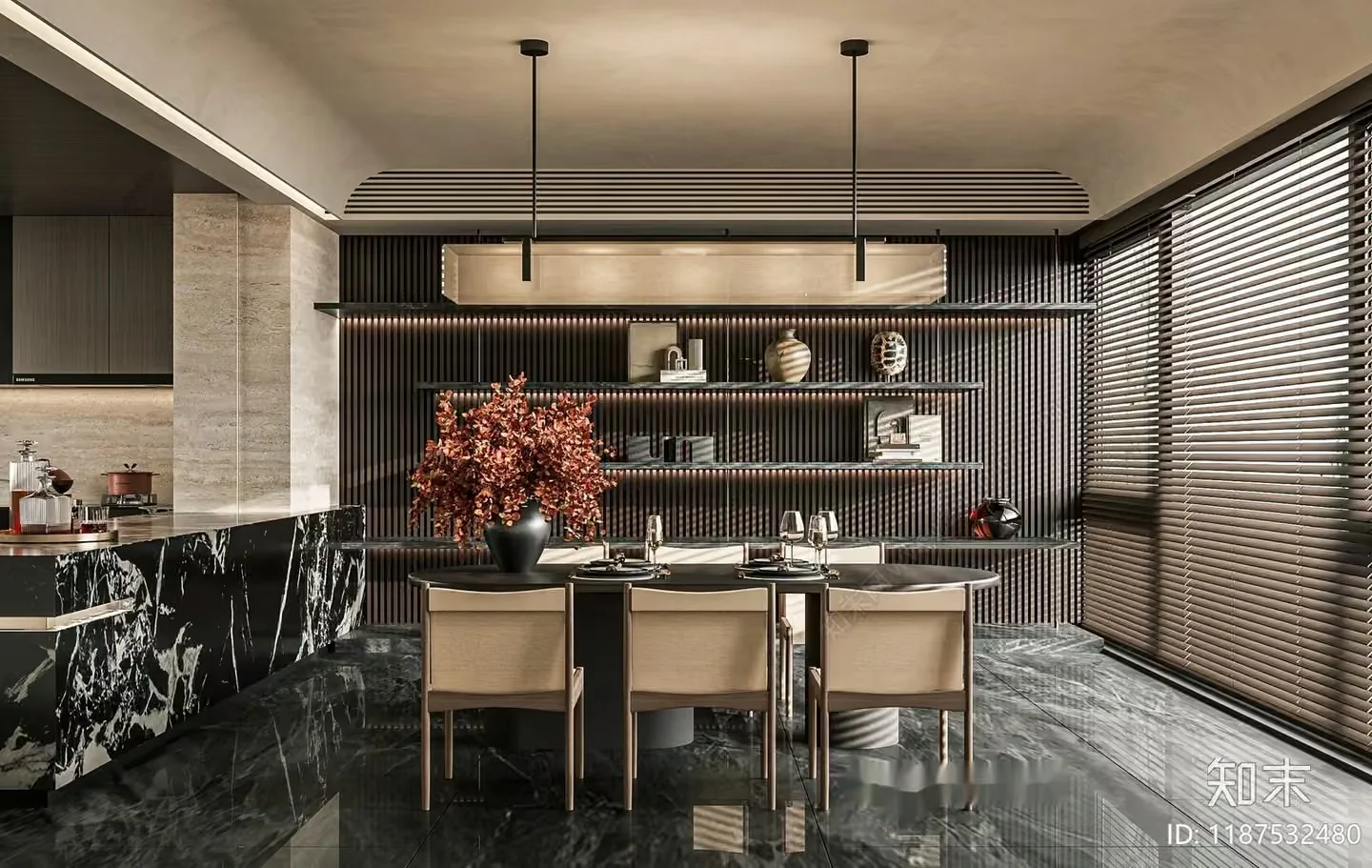 Modern Dining Room 3D Model – 19431 – CORONA Render