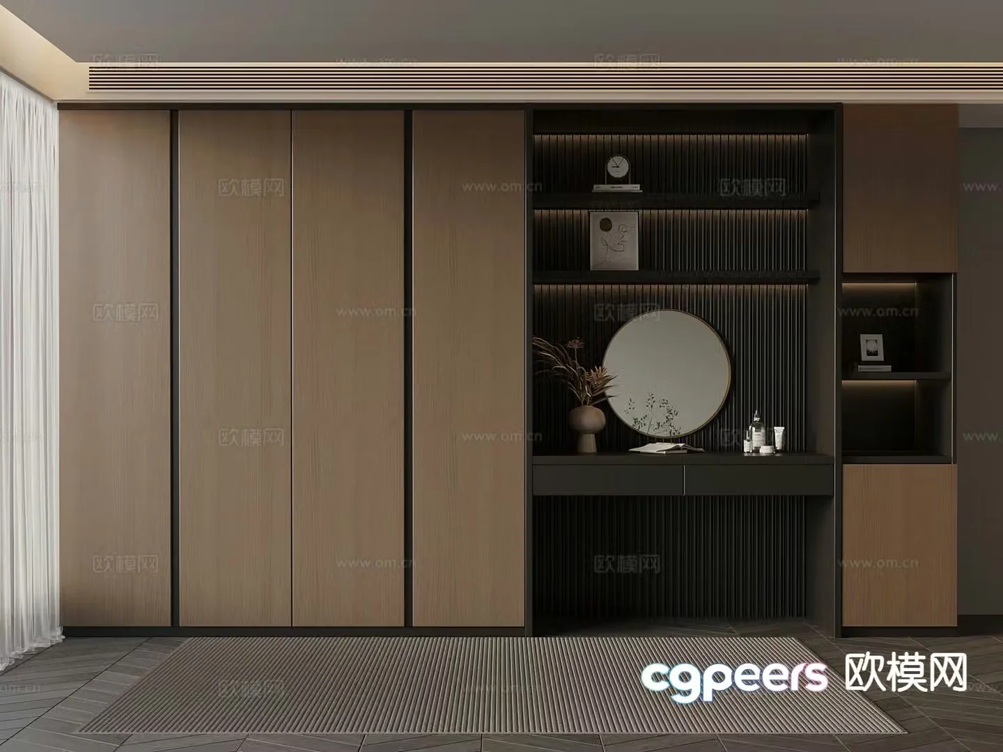 Italian style wardrobe dresser integrated cabinet 3d model