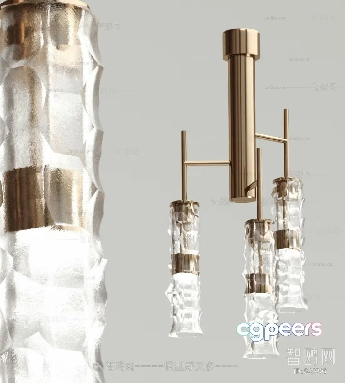 Gold Light Fixture 3D Model – 23148 – VRAY Render