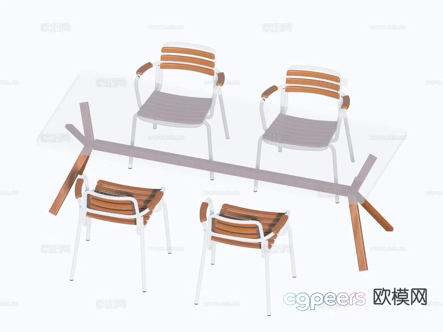 Outdoor tables and chairs glass tables and chairs 3d model