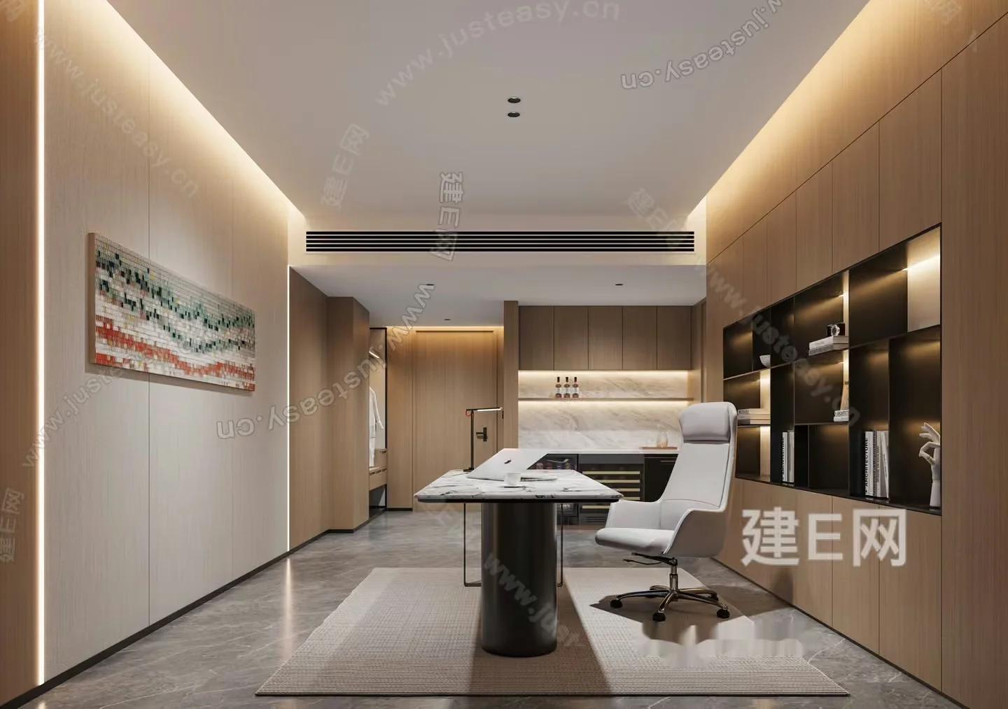 Modern Office Space 3D Model – 17388 – VRAY Render