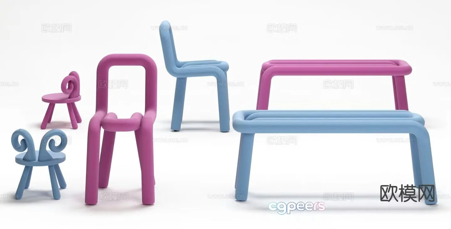 Children’s chair cartoon chair low stool 3d model