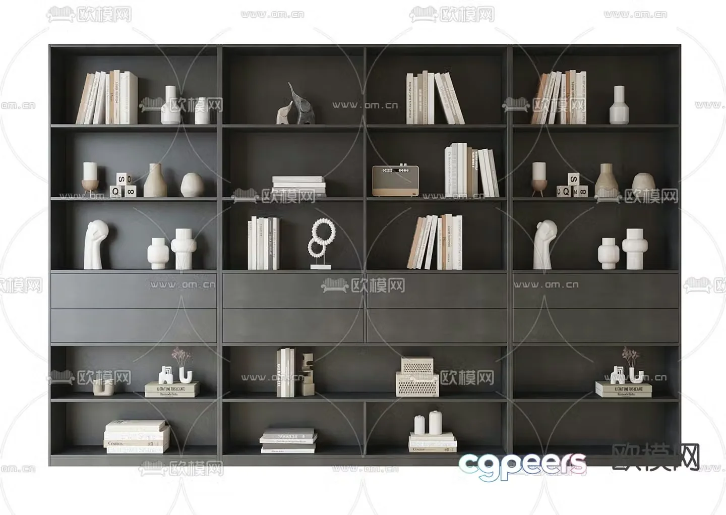 Modern bookcase decorative cabinet 3d model