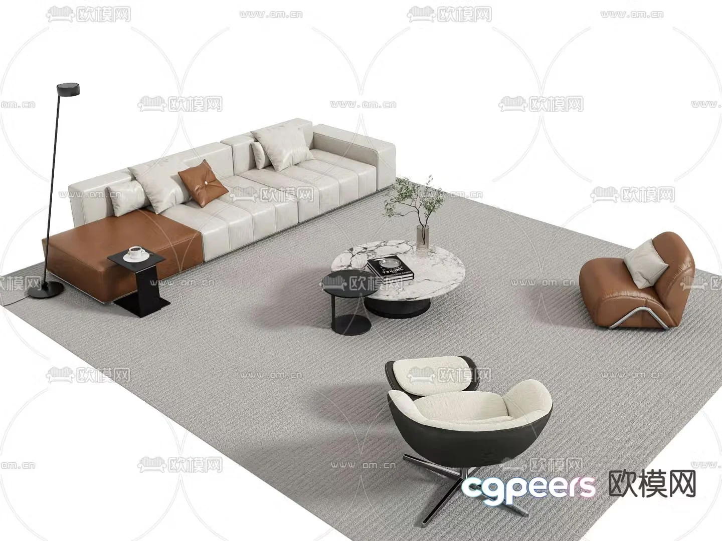 Modern modular sofa leather sofa 3d model