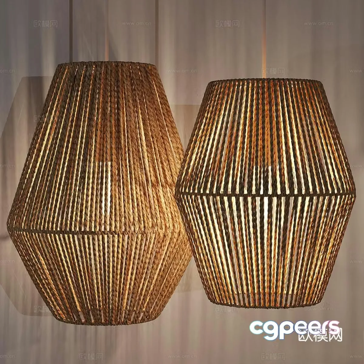 SKLUM wabiji wind rattan chandelier rope chandelier 3d model