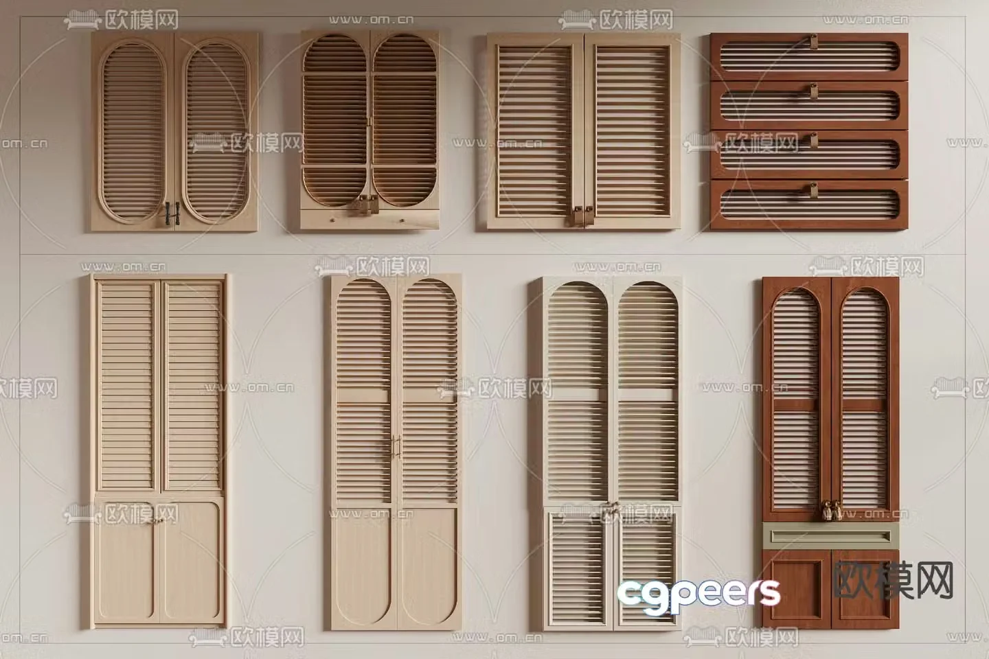 Louver door panel cabinet door louver door 3d model